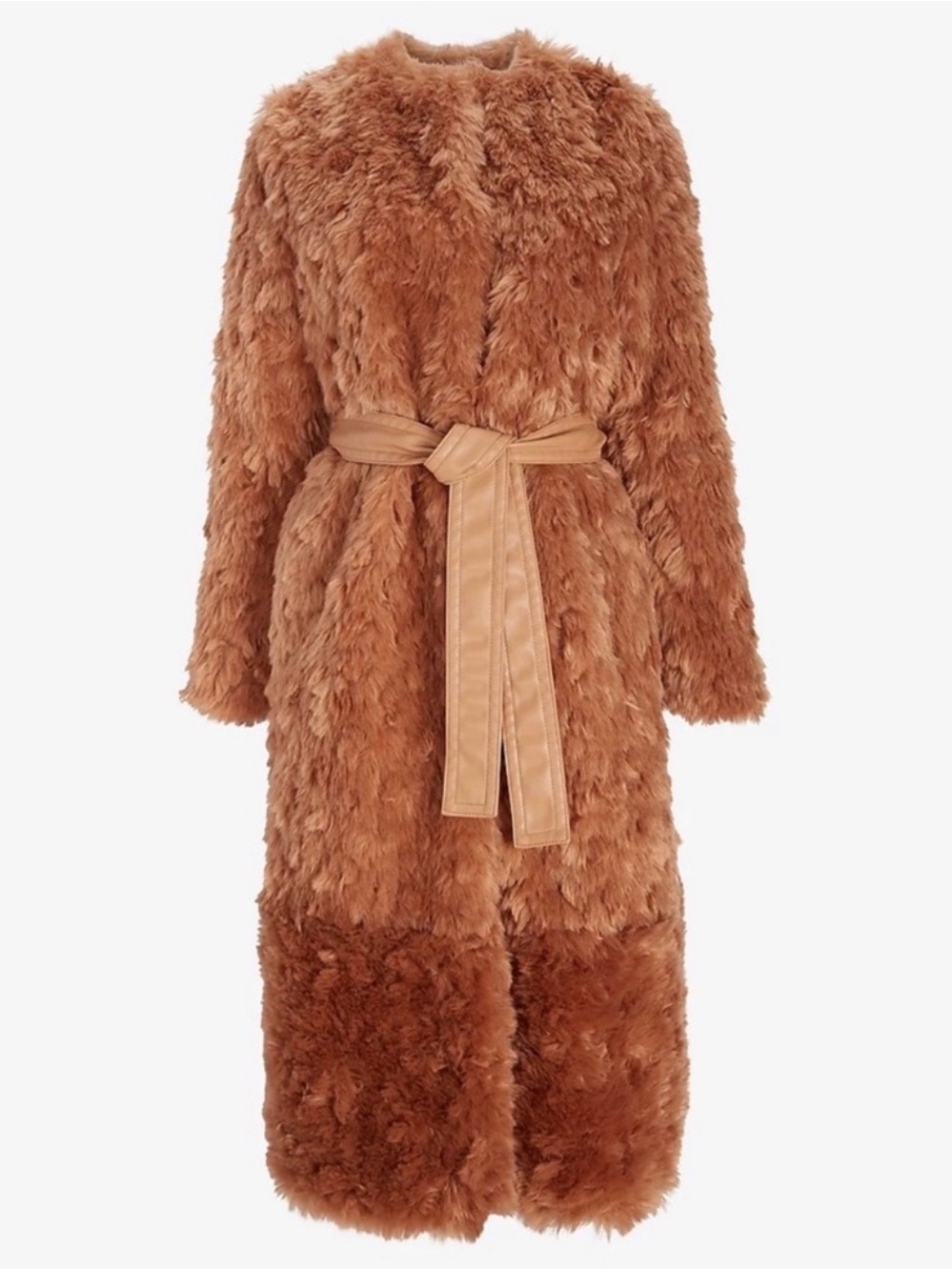 Express Plush Faux Fur Jacket in Camel - Picture 3 of 8
